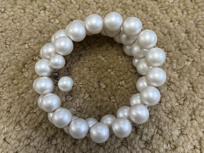 Vintage - Faux Pearl Curled Wire Bracelet - 1950's
