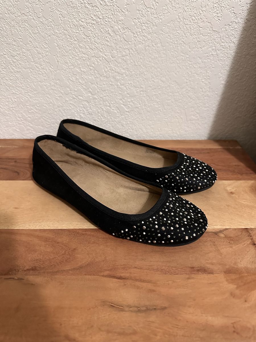 Women’s Style & Co Black Rhinestone Embellished Ballet Flats