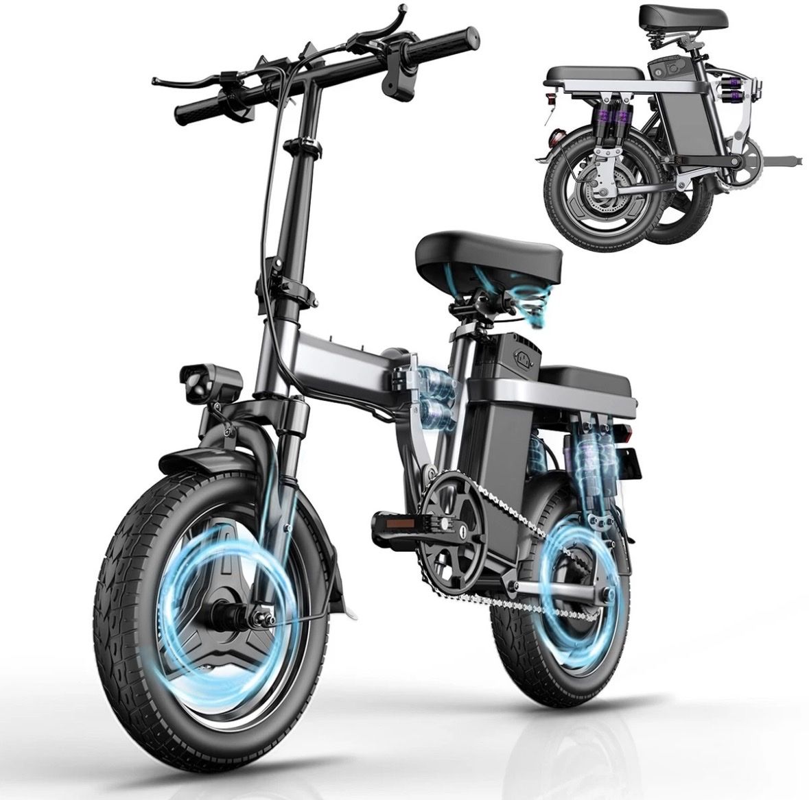 Compact Folding Electric Bike with 48V 15AH Battery and Dual Suspension