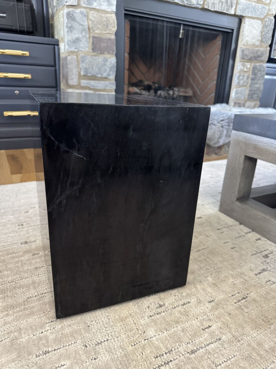 Solid Black Marble Plinth Table | Sculptural Pedestal | Set of two