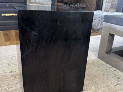 Solid Black Marble Plinth Table | Sculptural Pedestal | Set of two