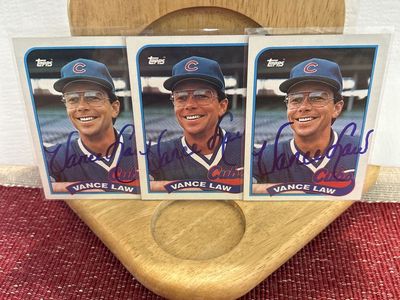 1990 Score x(2) Vance Law Autograph BYU COUGARS Hand Signed MLB Baseball Card Chicago Cubs Auto