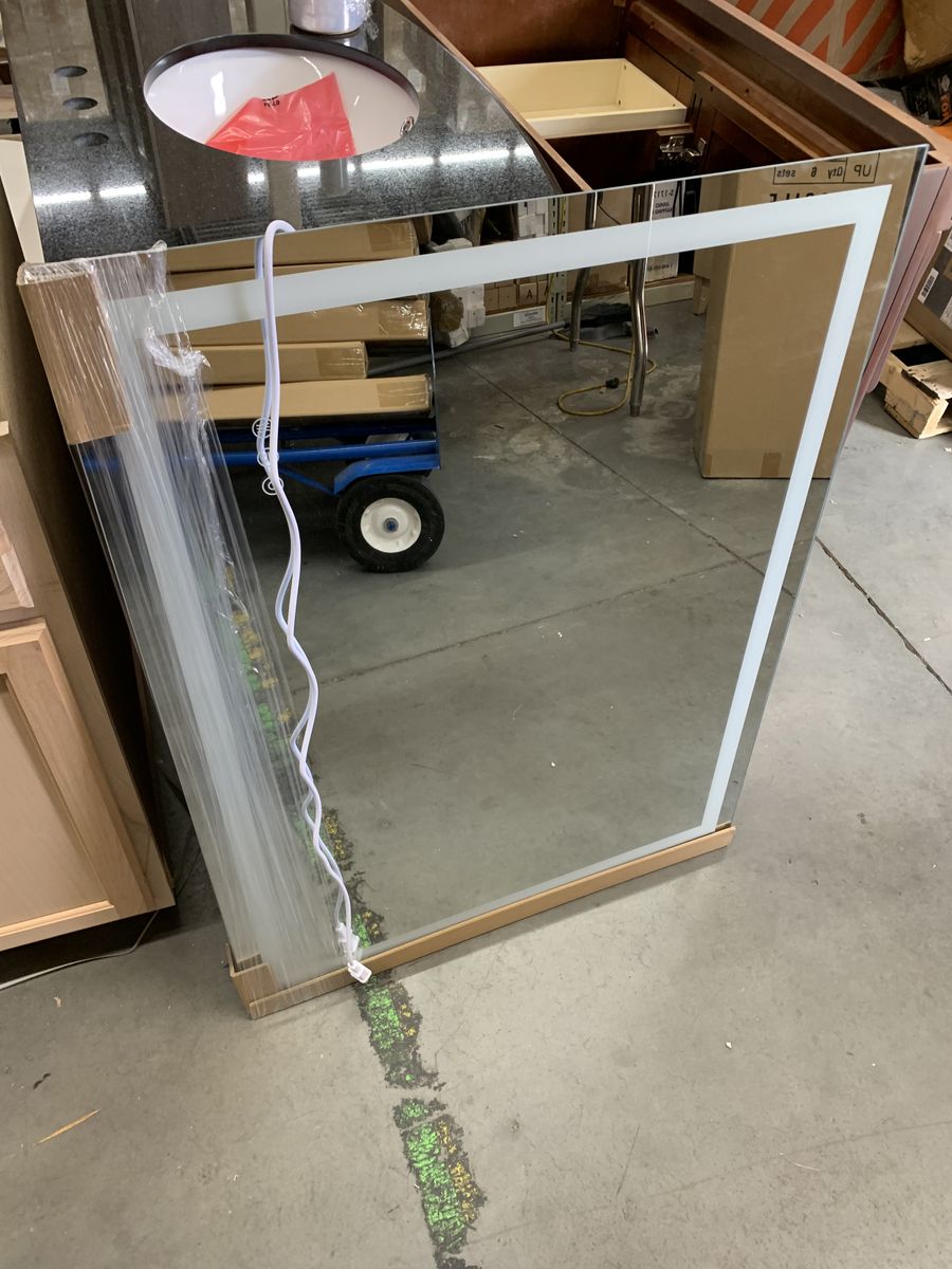 XRAMFY 30 in. W x 40 in. H LED Light Anti-Fog Rectangular Modern Frameless White Wall Mirror