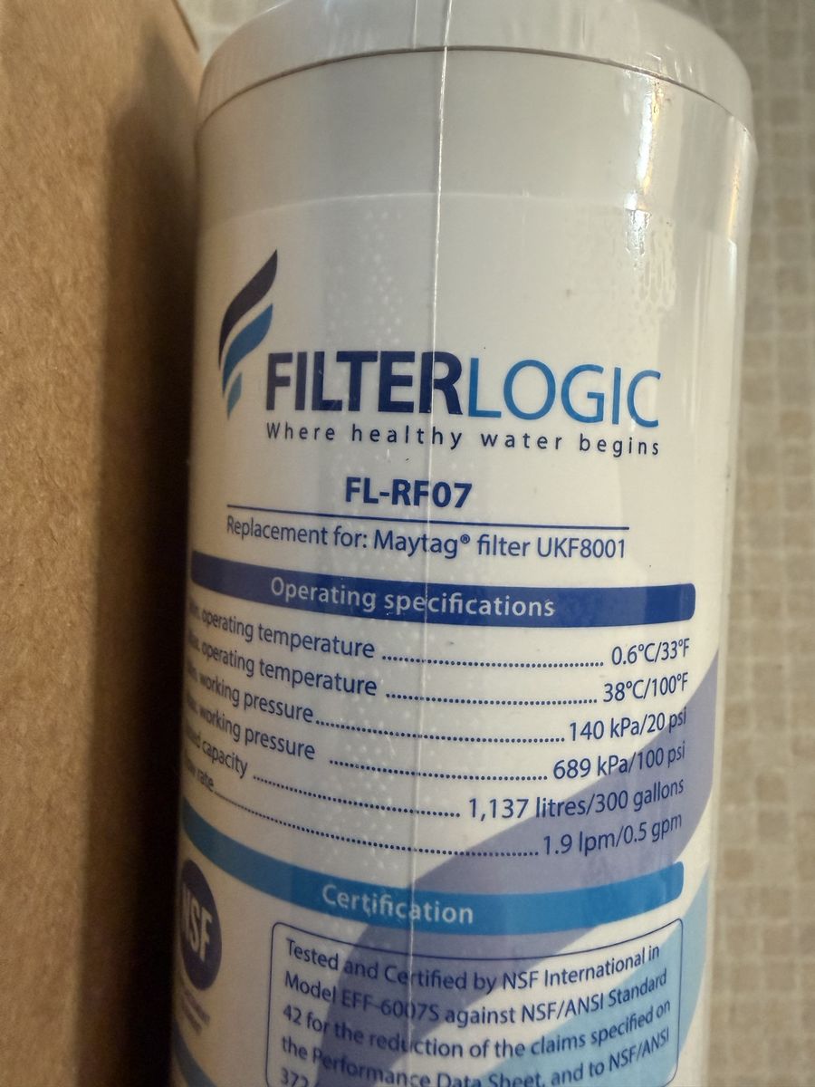 Set of 4  FilterLogic FL-RF07 Refrigerator Water Filter Replacement for Maytag UKF8001, Whirlpool, Kenmore