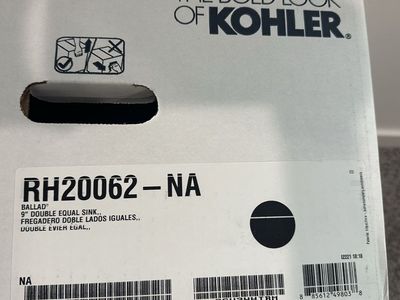 New in box. Kohler Ballad Under-Mount Kitchen Sink 18 Gauge Stainless Steel RH20062-NA