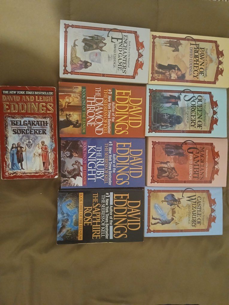 David Eddings Fantasy Book Lot: The Belgariad, The Elenium, and Belgarath the Sorcerer (8 Books)