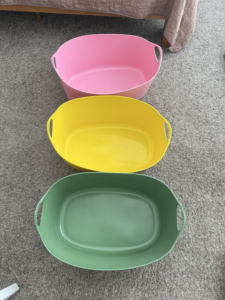 IKEA TORKIS Flexible Laundry Baskets - Set of 3 (Pink, Yellow, Green) 9 Gallon/35L