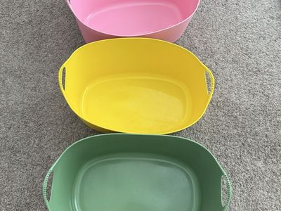 IKEA TORKIS Flexible Laundry Baskets - Set of 3 (Pink, Yellow, Green) 9 Gallon/35L