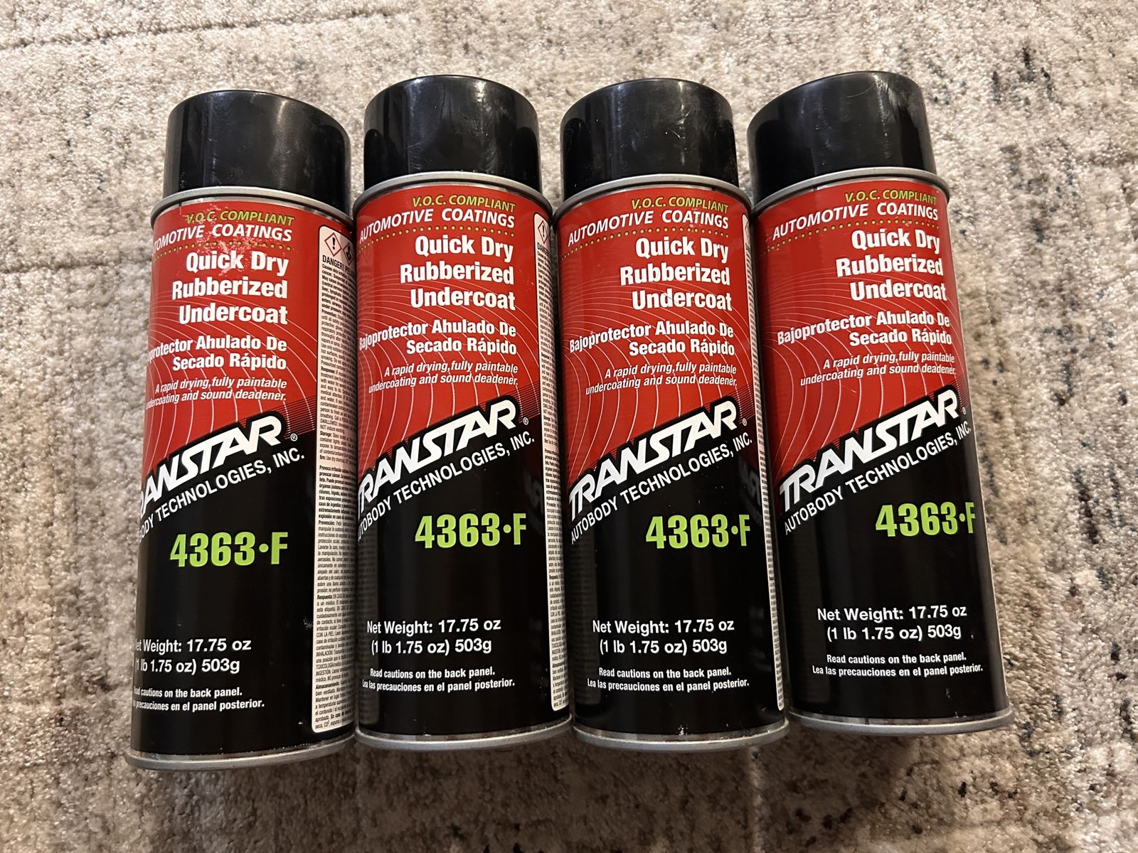 Transtar 4363-F Quick Dry Rubberized Undercoating (4 Cans) - Automotive Coatings 17.75 oz Each