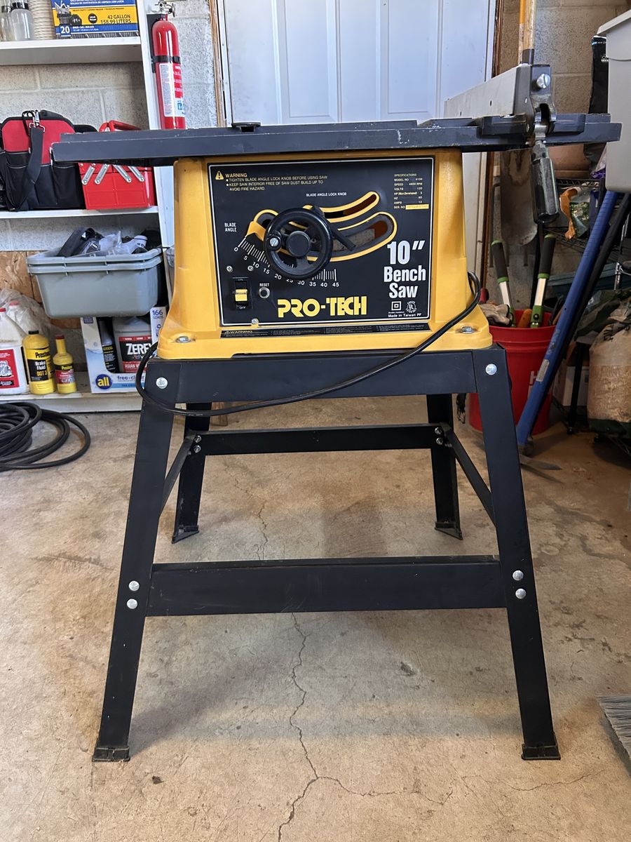 Pro-Tech 10" Bench Saw Table Saw with Stand - Used Power Tool