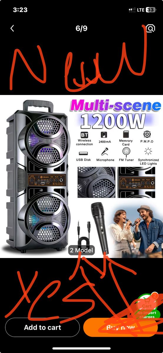 Bluetooth speaker 1200 W    Microphone.  USB in Ogden