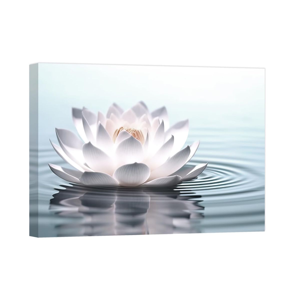 New! Zen Wall Art White lotus Flowers Picture Canvas Print Barhroom Spiritual Yoga Spa Meditation Room Wall Decor Frame (12x18in