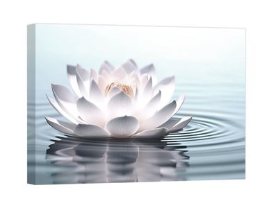 New! Zen Wall Art White lotus Flowers Picture Canvas Print Barhroom Spiritual Yoga Spa Meditation Room Wall Decor Frame (12x18in
