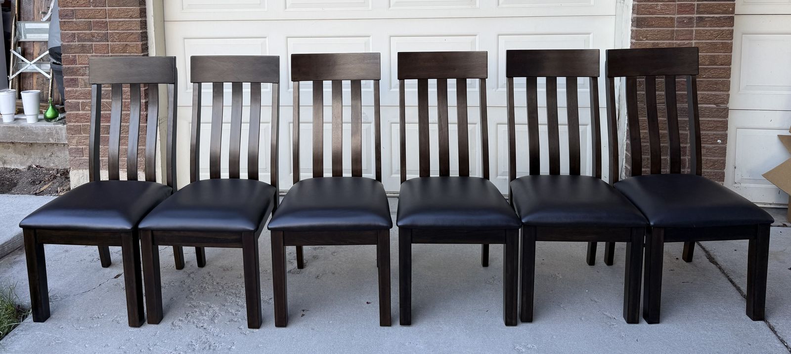 Dining chair wood and faux leather set