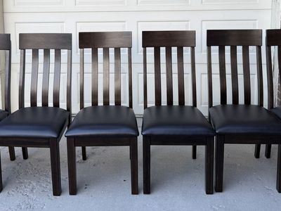 Dining chair wood and faux leather set