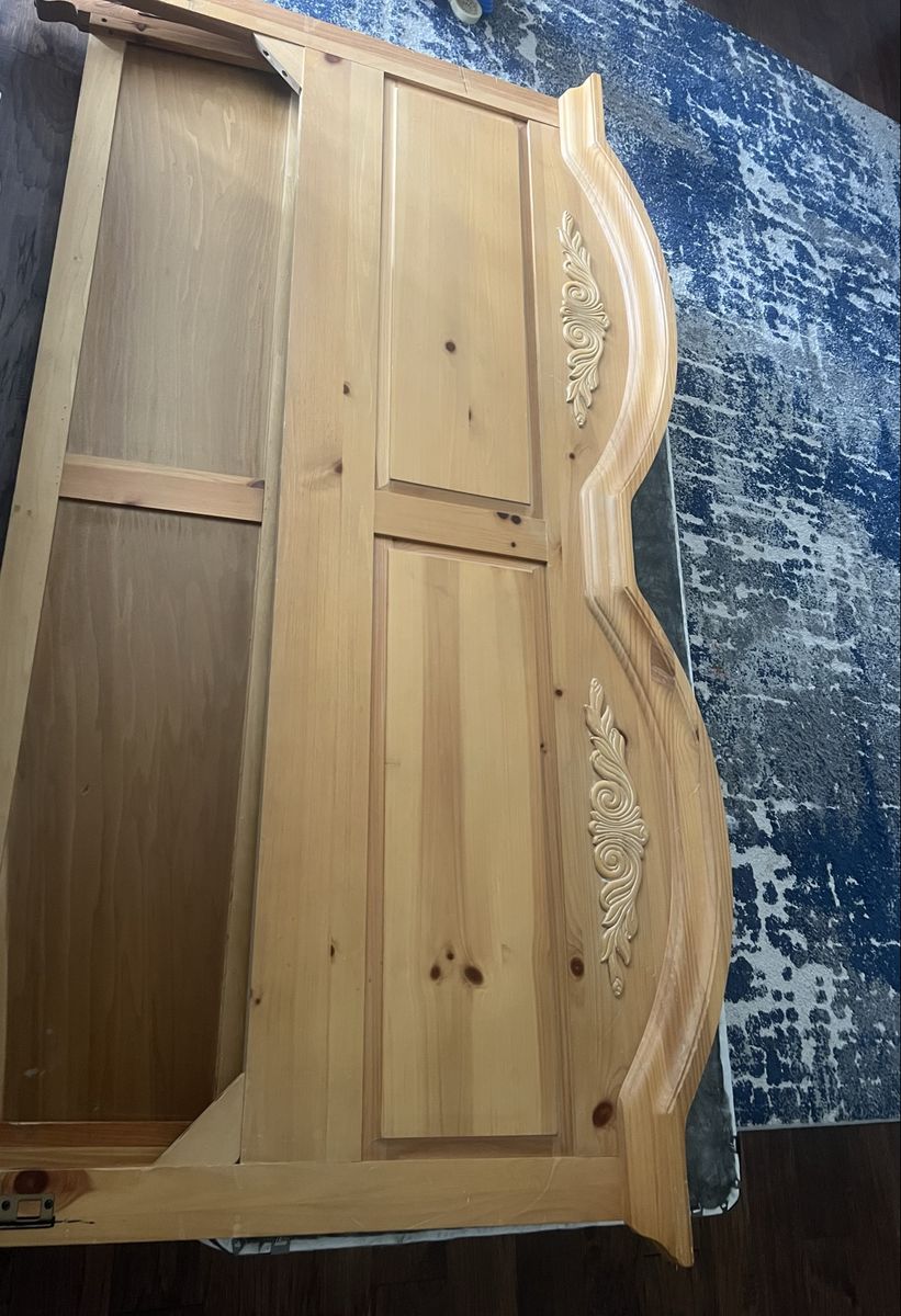 Fontana Pine Wood King Headboard and footboard with box springs and frame
