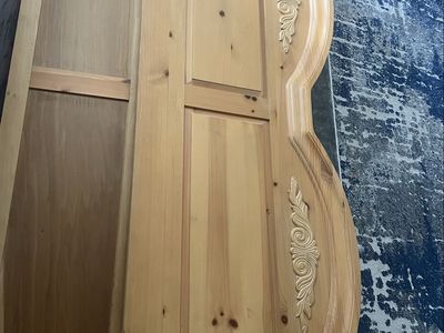 Fontana Pine Wood King Headboard and footboard with box springs and frame