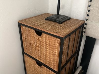 Rattan Storage Cabinet / Nightstand 2 Drawers