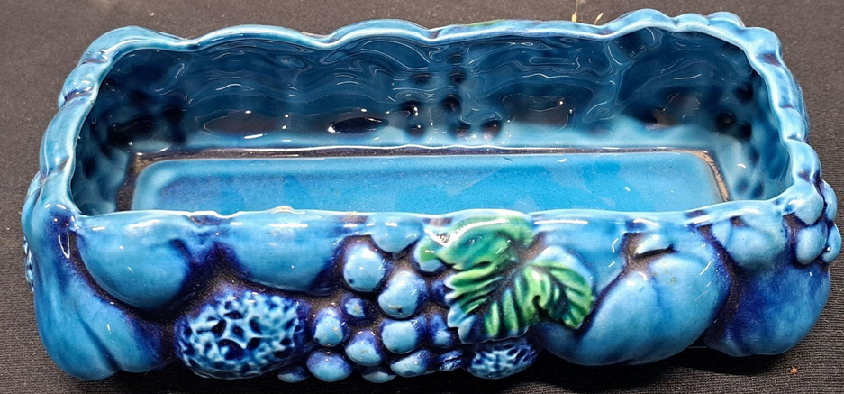 Vintage INARCO Mood Indigo Blue Rectangle Planter Inarco Japan E 3099 Shallow Cacti Planter