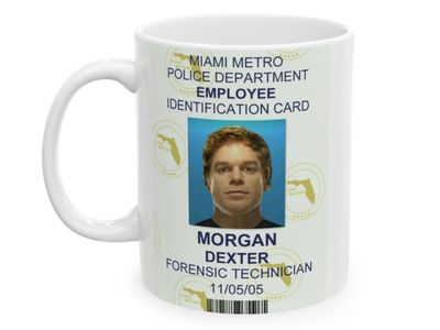 *NEW* Dexter Morgan Miami Metro ID Card Ceramic Coffee Mugs (2 Sizes) FREE SHIPPING