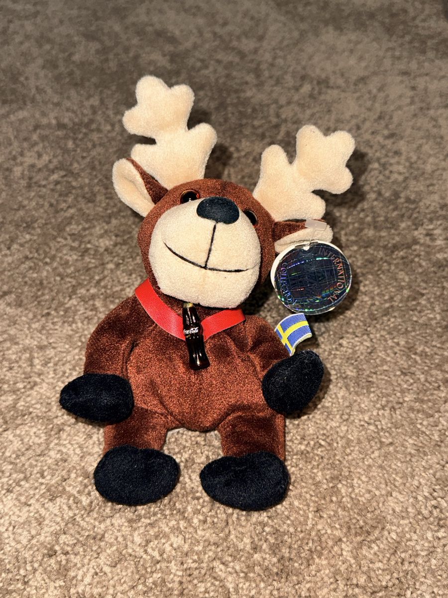 Vintage Coca-Cola International Collection #0222 Sweden Reindeer Plush 1998