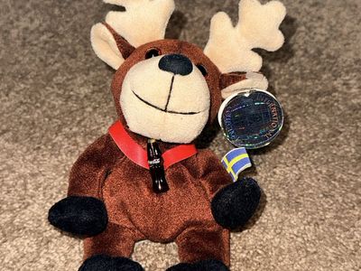 Vintage Coca-Cola International Collection #0222 Sweden Reindeer Plush 1998
