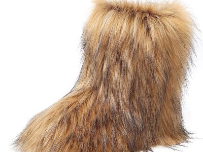 Popchrio Women's Faux Fur Boot Furry Fluffy Short Snow Boot Mid-Calf Boots Warm Comfortable Outdoor Flat Shoes