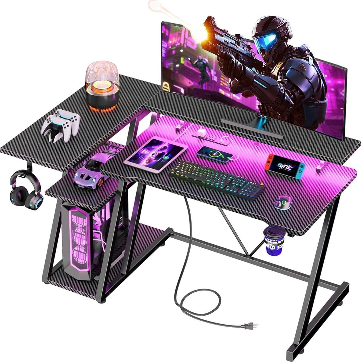 HK-GD-001V1.1-CL-47-1-CFB Gaming Desk - Carbon Fiber Black, New in Box