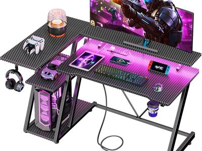 HK-GD-001V1.1-CL-47-1-CFB Gaming Desk - Carbon Fiber Black, New in Box