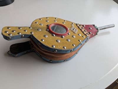 Working Vintage Decorative Fireplace Bellows with Studs and Mirror