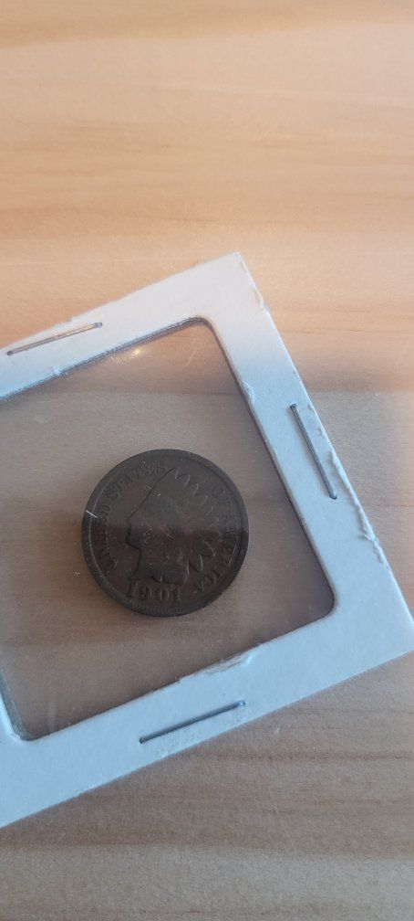1901 Indian Head Penny Coin - Early 20th Century US Cent in Protector