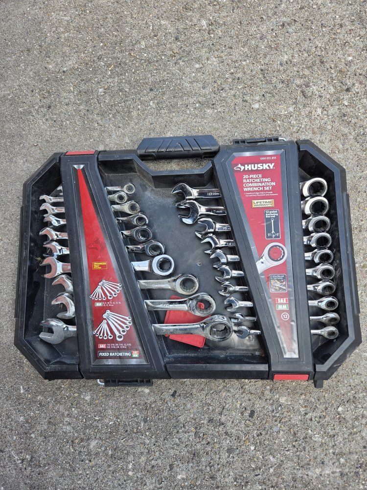 Husky 20-Piece Ratcheting Combination Wrench Set - SAE & MM, Fixed Ratcheting