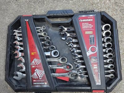 Husky 20-Piece Ratcheting Combination Wrench Set - SAE & MM, Fixed Ratcheting