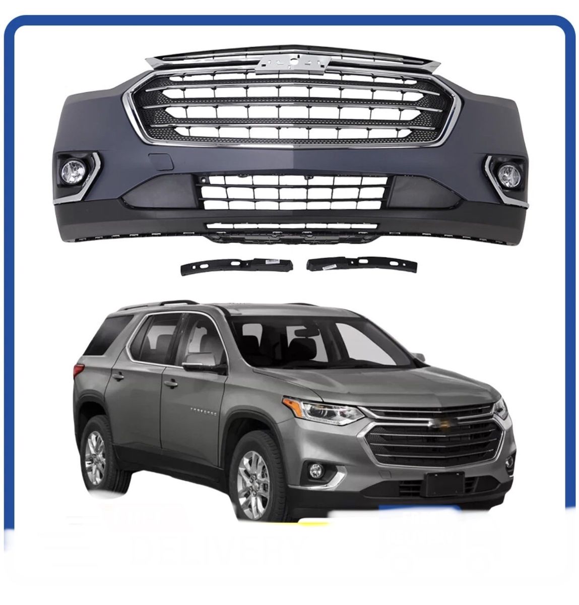 Chevy Traverse Front Bumper Cover Grille Fog Light Bezel 2018-2021 | complete kit