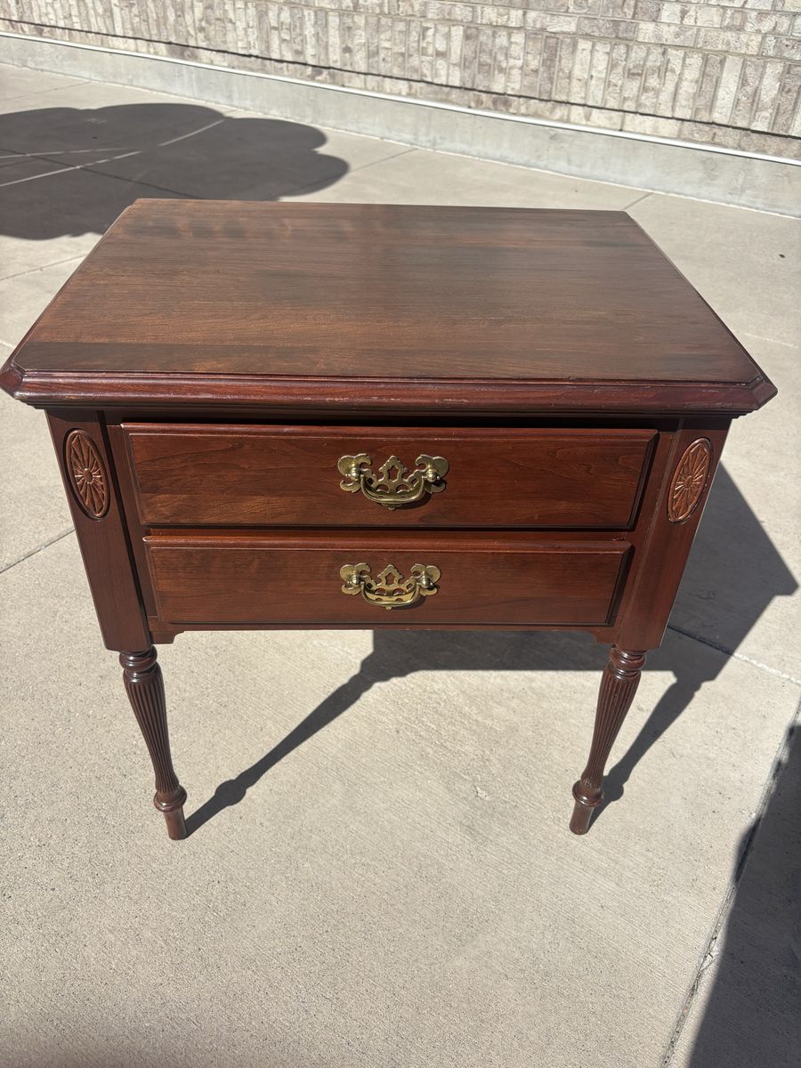 Ethan Allen Solid Wood Georgian Court Cherry Nightstand | Vintage End Table | Ralph Lauren Style | Solid Wood Dovetail Joints