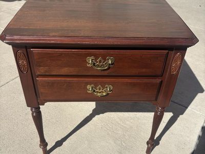 Ethan Allen Solid Wood Georgian Court Cherry Nightstand | Vintage End Table | Ralph Lauren Style | Solid Wood Dovetail Joints