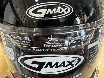 GMAX FF-98 Full-Face Motorcycle Helmet - Size XL, Gloss Black with LED Light & Washable Liner