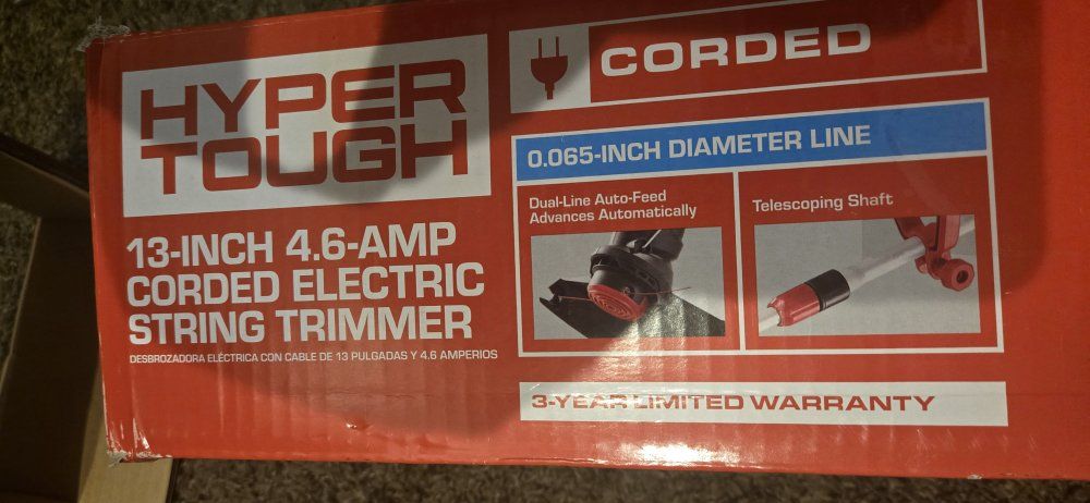 Hyper Tough 13-inch 4.6-Amp Corded Electric String Trimmer with Dual-Line Auto-Feed & Telescoping Shaft