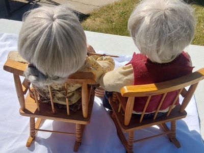 Grandma & Grandpa Porcelain Dolls Rocking Chairs Collectible Figurines