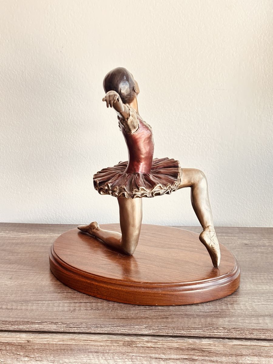 Jennifer Sculpture by Steve Streadbeck- Bronze Ballerina on Wood Base -