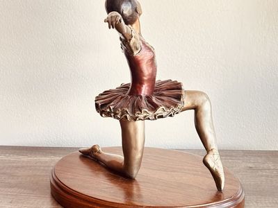 Jennifer Sculpture by Steve Streadbeck- Bronze Ballerina on Wood Base -