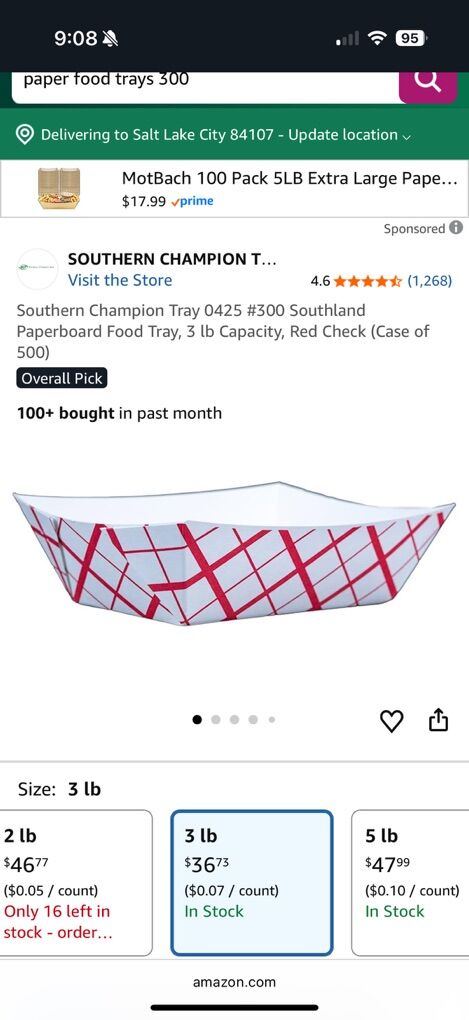 Paper Food Trays 3lb Case Of 500 New