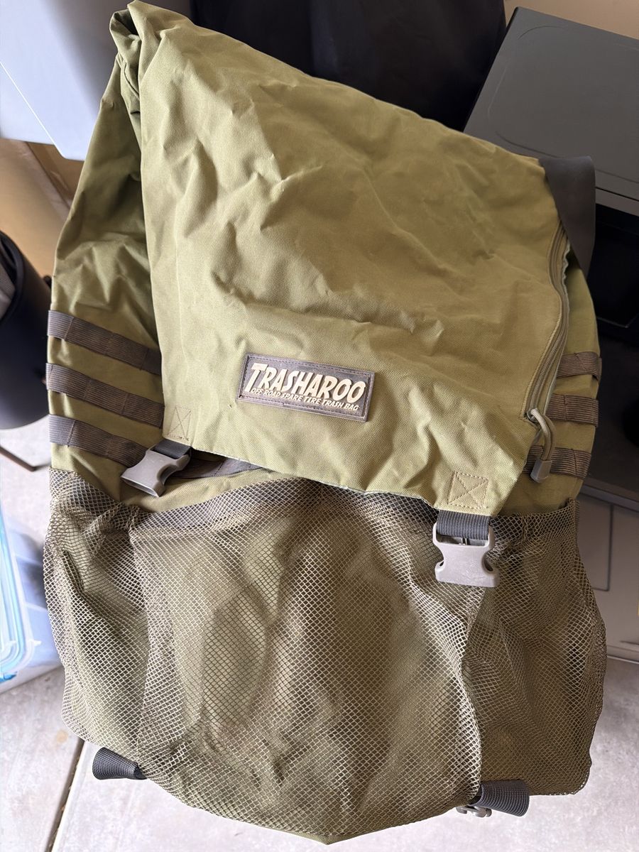 Green Trasharoo off road spare tire trash bag