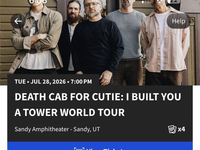 Death Cab for Cutie: I Built You a Tower World Tour - 4 Tickets, Sec 9, Row X, July 28, 2026