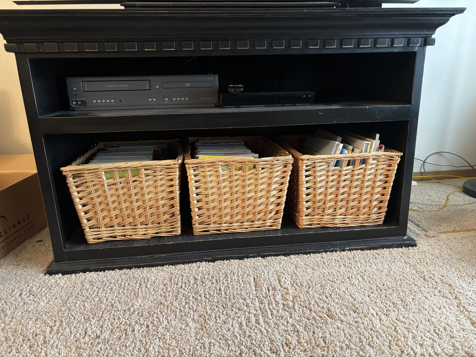 Black Wooden Media Console TV Stand