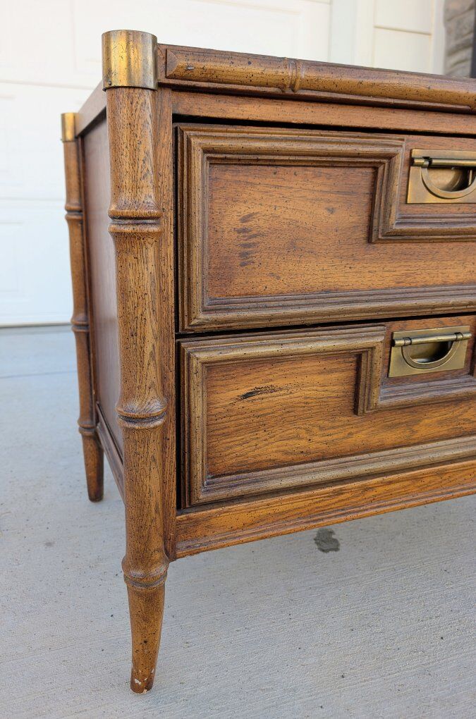 MCM Stanley Nightstand Side Table with Bamboo Legs