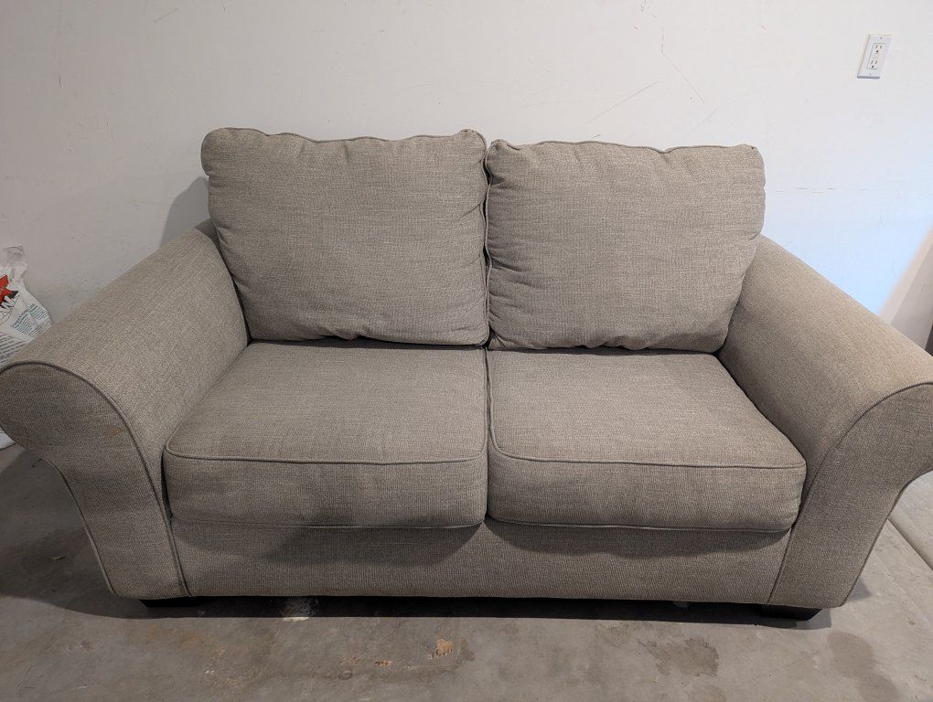 Ashley Furniture Fabric Loveseat - Beige / Gray