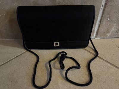 Valerie Stevens Black Satin Shoulder Bag Clutch