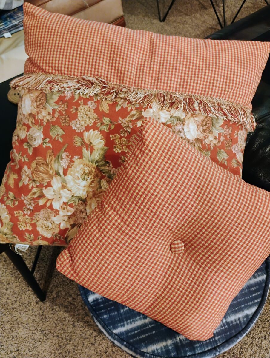 Floral and Check Accent Pillows