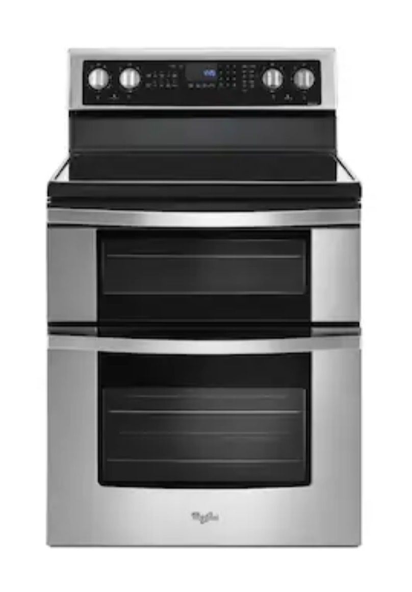 NEW Whirlpool 6.7 cu. ft. Stainless Steel Electric Double Oven Range with 5 Burners (still in box)